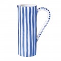 Dizajnový terakotový krčah Elke vo vidieckom štýle bielo-modrej farby