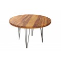Masívny okrúhly jedálenský stôl Makassar z dreva sheesham hnedej farby 120cm