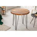 Dizajnový okrúhly jedálenský stôl Makassar z masívneho palisandrového dreva hnedej farby s čiernymi nohami z kovu