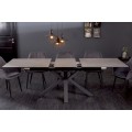 Industriálny rozkladací jedálenský stôl Callandra s betónovým efektom a kovovými nohami 180-225cm 