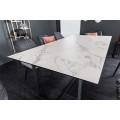 Moderný mramorový jedálenský stôl Collabor bielej farby z keramiky a kovu 200cm