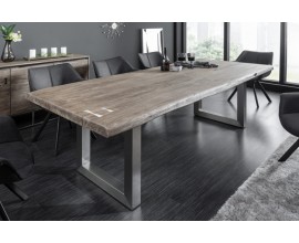 Industriálny masívny jedálenský stôl Hege s akáciového dreva s kovovými nohami 220cm 