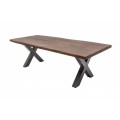 Industriálny jedálenský stôl Spin z masívneho akáciového dreva s kovovými nohami 220cm