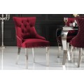 Dizajnová jedálenská stolička Eleanor v zámockom štýle s červeným poťahom s chesterfield prešívaním