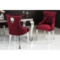 Zámocká chesterfield stolička Eleanor v červenej farbe zo zamatu 97cm