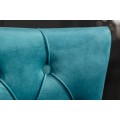 Zámocká chesterfield stolička Eleanor v tyrkysovej farbe zo zamatu 97cm