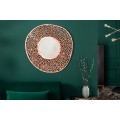 Art-deco nástenné kruhové zrkadlo Girvan s kovovým rámom medenej farby