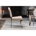 Zámocká jedálenská stolička Modern Barock s béžovým poťahom a striebornými nožičkami 92cm  