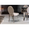 Zámocká jedálenská stolička Modern Barock s béžovým poťahom a striebornými nožičkami 92cm  