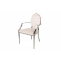 Zámocká jedálenská stolička Modern Barock béžovej farby s kovovými nohami 92cm 