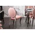 Zámocká jedálenská stolička Modern Barock s ružovým poťahom a striebornými nožičkami 92cm