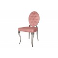 Zámocká jedálenská stolička Modern Barock s ružovým poťahom a striebornými nožičkami 92cm