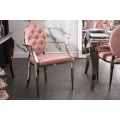 Dizajnová jedálenská stolička Modern Barock ružovej farby s kovovou konštrukciou