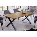 Dizajnový jedálenský stôl Westford z dreva s čiernymi prekríženými kovovými nohami