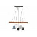 Industriálna závesná lampa Elegans z dreva s piatimi tienidlami 115cm