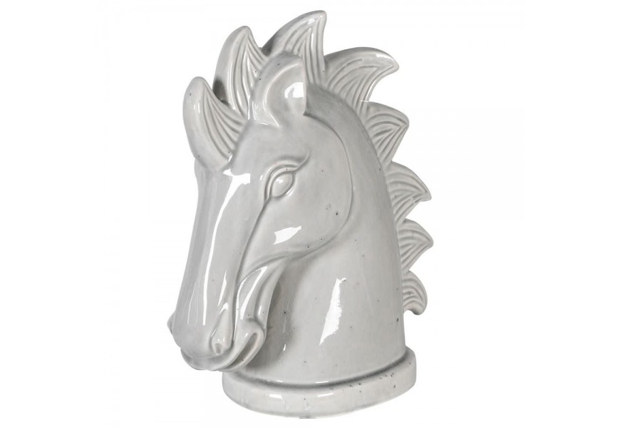 Štýlová keramická dekorácia Horse head bielej farby