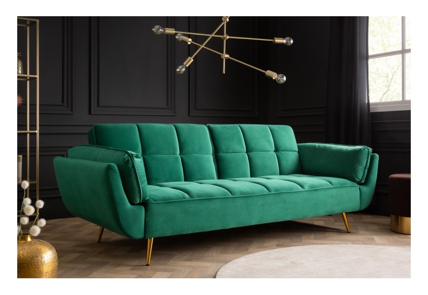 Art-deco dizajnová sedačka Rimadea v smaragdovozelenej farbe 215cm 