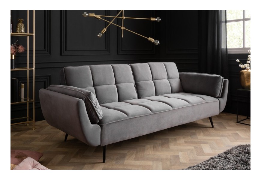 Dizajnová šedá sedačka Rimadea so zamatovým poťahom