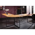 Moderný rohový kancelársky stôl Big Deal hnedej farby s kovovými nohami 180cm 