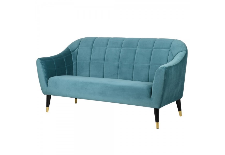 Art-deco modrozelen&aacute; sedačka Sky 170cm s čierno zlat&yacute;mi nožičkami