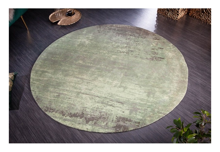 Dizajnový kruhový koberec Adassil vo vintage štýle zeleno-béžovej farby
