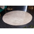 Dizajnový okrúhly koberec Adassil vo vintage štýle v béžovej farbe s vypraným efektom