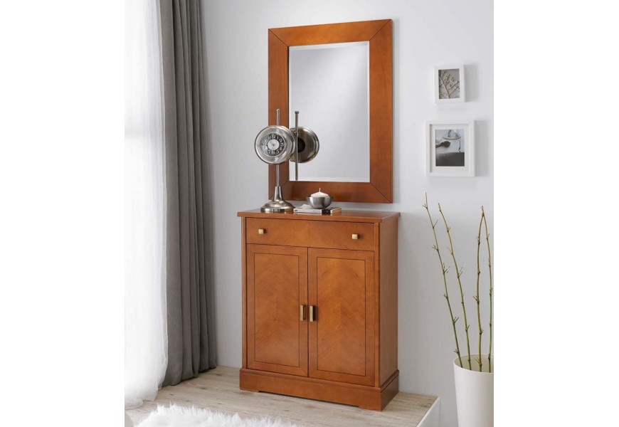 Luxusná komoda Carmen v rustikálnom štýle s dvoma dvierkami a zásuvkou v hnedej farbe