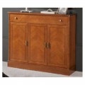 Luxusn&aacute; rustik&aacute;lna trojdverov&aacute; komoda Carmen z mas&iacute;vu v hnedej farbe so z&aacute;suvkou 95cm