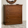 Luxusn&aacute; rustik&aacute;lna komoda Carmen hnedej farby s piatimi z&aacute;suvkami 108cm