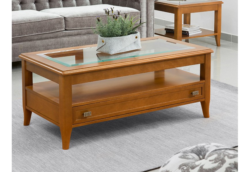 Luxusn&yacute; rustik&aacute;lny konferenčn&yacute; stol&iacute;k Carmen z mas&iacute;vu hned&yacute; so z&aacute;suvkou obdĺžnikov&yacute; s v&yacute;&scaron;kovo nastaviteľn&yacute;m mechanizmom 112cm