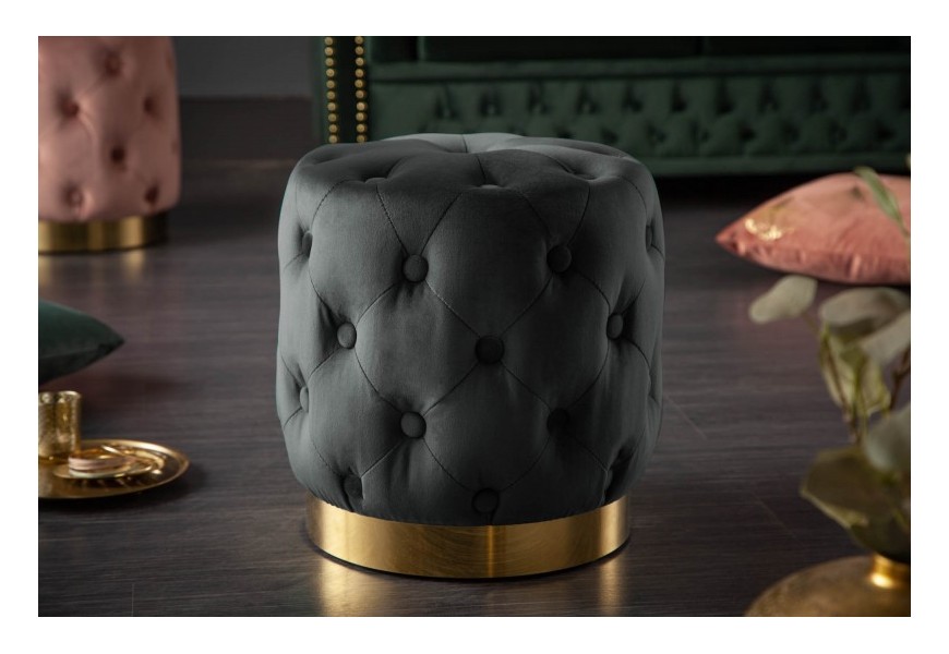 Chesterfield štýlová kruhová taburetka Modern Barock 37cm 