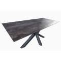Industriálny rozkladací obdĺžnikový jedálenský stôl Callandra z keramickou povrchovou doskou a kovovými nohami 180-225 