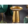 Orientálny príručný stolík Hammerblow zlatej farby s okrúhlou podstavou 45cm