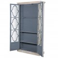 Rustikálna vysoká vitrína so zdobenými presklenými dvierkami 230cm