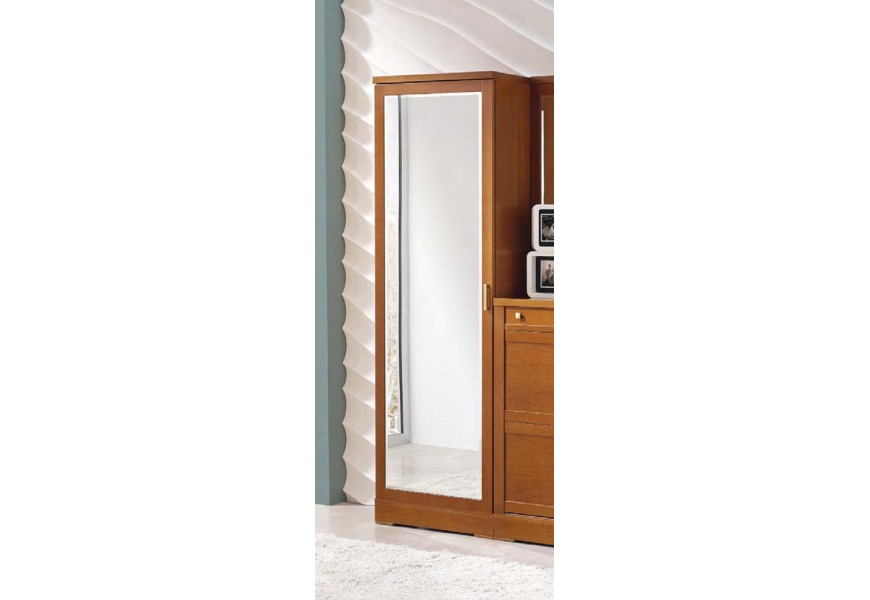 Exkluz&iacute;vna vysok&aacute; &scaron;atn&iacute;kov&aacute; skriňa z mas&iacute;vu hnedej farby so zrkadlom 60cm