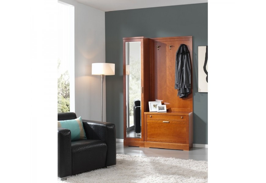 Luxusná rustikálna chodbová zostava kolekcie Carmen z masívu v hnedej farbe so zrkadlom 140cm