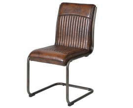 Vintage jedálenská stolička Bard s hnedým čalúnením a kovovými nohami 93cm 