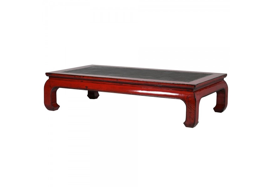 Masívny konferenčný stolík Kolorida vo vintage štýle červenej farby