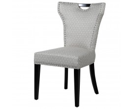 Dizajnová jedálenská stolička so sivým vzorovaným čalúneným a čiernymi nohami 96cm