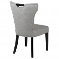 Dizajnová jedálenská stolička so sivým vzorovaným čalúneným a čiernymi nohami 96cm