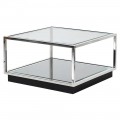 Chrómový dizajnový konferenčný stolík Cromia zo skla štvorcového tvaru 65cm 