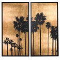 Štýlový závesný set dvoch veľkých obrazov Palms hnedej a čiernej-zlatom prevedení