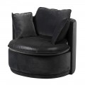Moderné kožené čierne okrúhle kreslo Charcoal