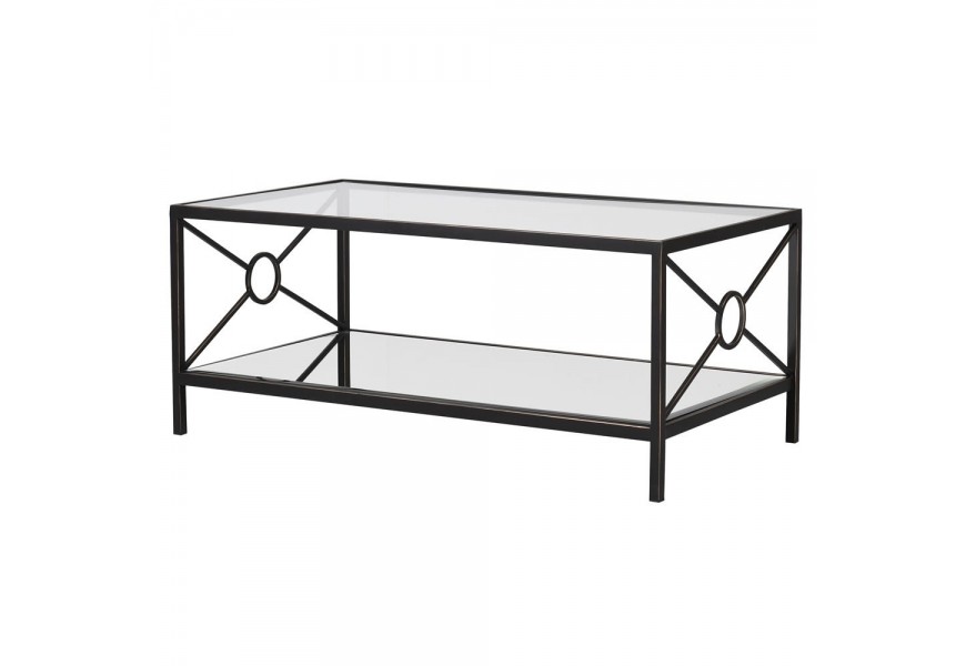 Art-deco konferenčn&yacute; stol&iacute;k Izana zo skla s tmavohnedou kovovou kon&scaron;trukciou 108cm