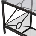 Art-deco konferenčný stolík Izana zo skla s tmavohnedou kovovou konštrukciou 108cm