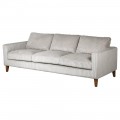 Retro trojsedačka Greyance s poťahom v svetlosivej farbe s drevenými nožičkami 235cm 