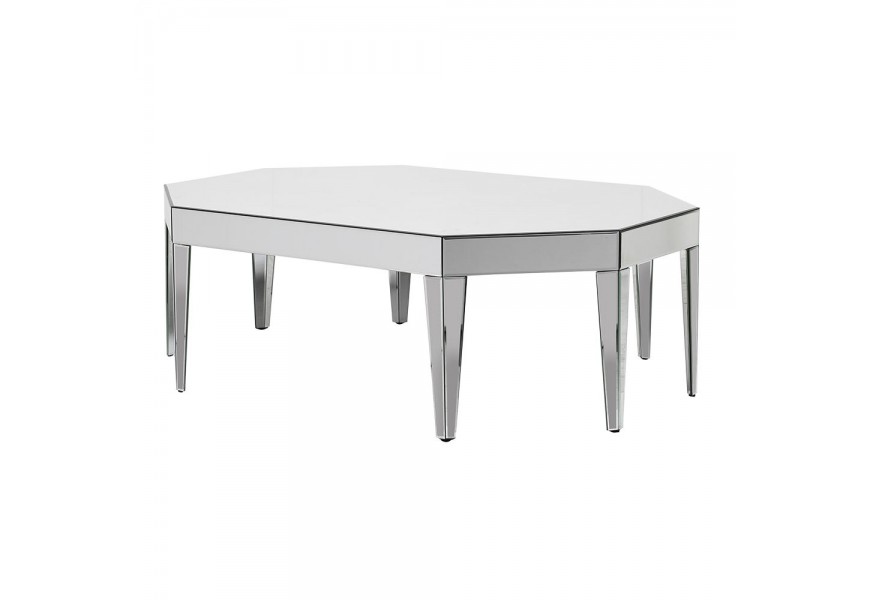 Dizajnový zrkadlový konferenčný stolík v tvare osemuholníka 140 cm