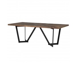 Industriálny jedálenský stôl z brestového dreva s čiernymi nohami 220 cm