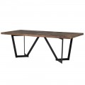 Industriálny obdĺžnikový jedálenský stôl z tmavého brestového dreva s ozdobným obrazcom na povrchu dosky s čiernymi nohami 220cm