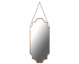 Art-deco nástenné zrkadlo s matným zlatým dizajnovým rámom a reťazou na zavesenie 92 cm